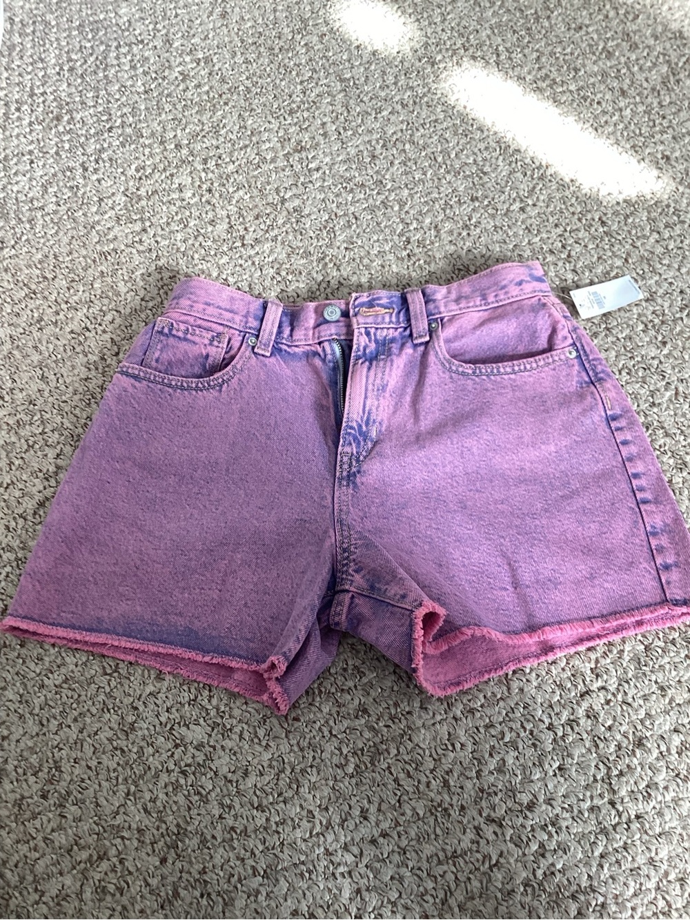 Old Navy Pink-Purple Acid Wash High-Rise Denim Shorts Brand New Kids 18 Smaller
